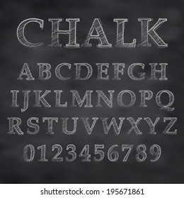 Vector illustration of a chalk alphabet on a blackboard