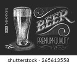 Vector illustration of chalk beer glass on blackboard. 