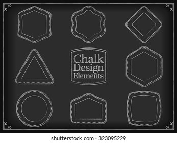 Vector illustration chalk design elements shapes placeholders, shape, style blackboard, chalk style, chalkboard 
