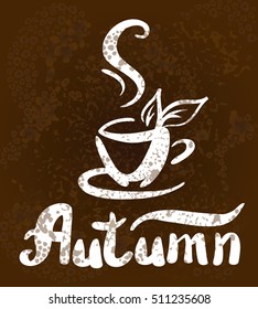 Vector illustration of a chalk outline of hot cup of autumn tea
