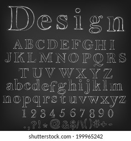 Vector illustration of chalk sketched characters on a blackboard