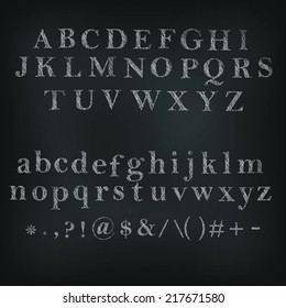 Vector illustration of chalk sketched characters on a blackboard