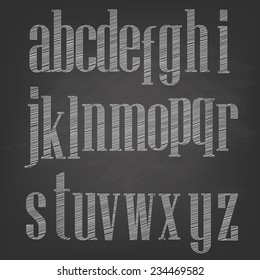 Vector illustration of chalk sketched characters on a blackboard background