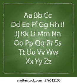 Vector illustration of chalk sketched characters on a blackboard background