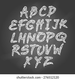 Vector illustration of chalk sketched characters on a blackboard background