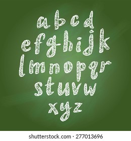 Vector illustration of chalk sketched characters on a blackboard background