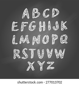 Vector illustration of chalk sketched characters on a blackboard background