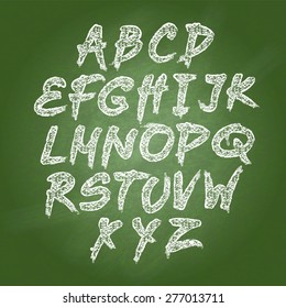 Vector illustration of chalk sketched characters on a blackboard background
