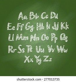 Vector illustration of chalk sketched characters on a blackboard background