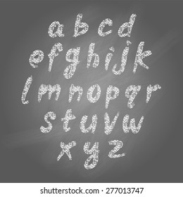 Vector illustration of chalk sketched characters on a blackboard background