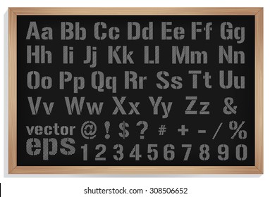 Vector illustration of chalk sketched characters on a blackboard background