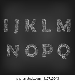 Vector illustration of chalk sketched characters on a blackboard