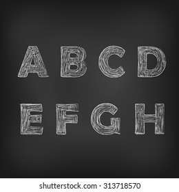 Vector illustration of chalk sketched characters on a blackboard