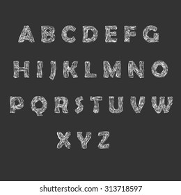 Vector illustration of chalk sketched characters on a blackboard