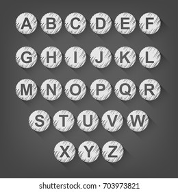Vector illustration of chalk sketched characters on a blackboard