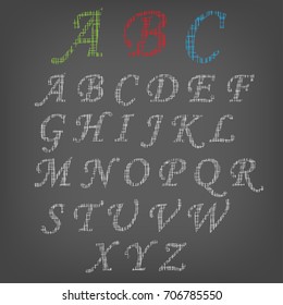 Vector illustration of chalk sketched characters on a blackboard