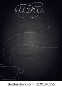 Ilustración vectorial del fondo de la pizarra de Chalkboard para el diseño del menú del restaurante con elementos dibujados a mano para el diseño

