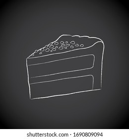 Vector Illustration of Chalkboard Drawing of a Cake Icon on a Blackboard