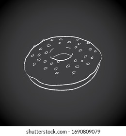 Vector Illustration of Chalkboard Drawing of a Doughnut Icon on a Blackboard