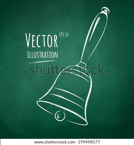 Vector illustration of chalkboard drawing of school bell.