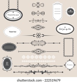 Vector illustration of a chalkboard style design elements for wedding invitations, birthdays, scrapbook
