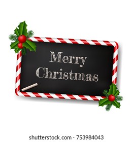 Vector illustration of Chalkboard style greeting card for christmas with candy frame