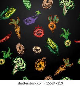 Vector Illustration Of Chalkboard With Vegetables