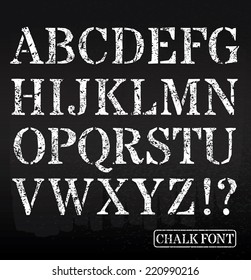 Vector illustration of chalked alphabet