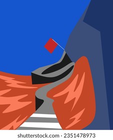 vector illustration of challenging mountain road. dangerous road concept