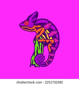 vector illustration of chameleon character