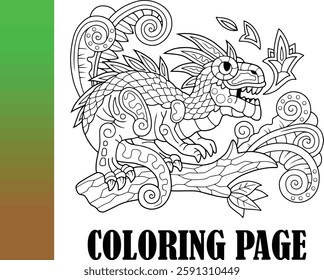 vector illustration of a chameleon, drawing page