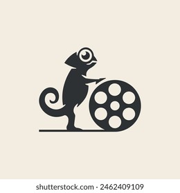 Vector illustration of chameleon filmmaker logo