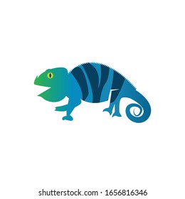 vector illustration of a chameleon flat design character