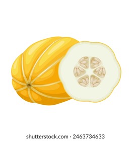 Vector illustration, Chamoe melon, or Korean melon, isolated on white background.