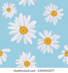 Fantasma de chapa de la ilustración vectorial, patrón de camomila sin foco. Fondo de la manzanilla floral.