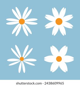 Vector Ilustración flores de manzanilla. Hermosa flor de margarita blanca aislada. Para tarjetas de felicitación e invitaciones de boda, cumpleaños, día de la madre y otras vacaciones de temporada, eps10