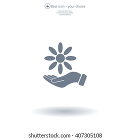 Vector Illustration Chamomile on hand