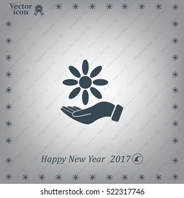 Vector Illustration Chamomile on hand
