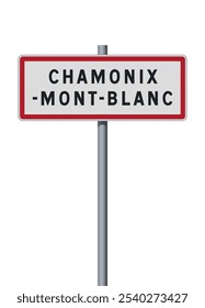 Vector illustration of the Chamonix Mont-Blanc commune entrance road signs on metallic post