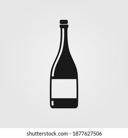 Vector illustration of champagne bottle. Flat icon design.