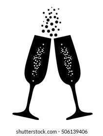 vector illustration of  champagne glasses with bubbles