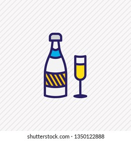 Vector illustration of champagne icon colored line. Beautiful party element also can be used as fizz icon element.