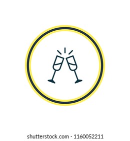 Vector illustration of champagne icon line. Beautiful wedding element also can be used as wineglass icon element.