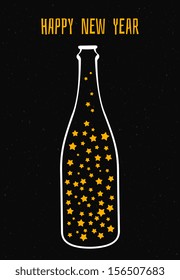 Vector illustration of champagne with the stars