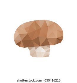 Vector illustration of champignon mushroom. Polygonal vegetable collection element.