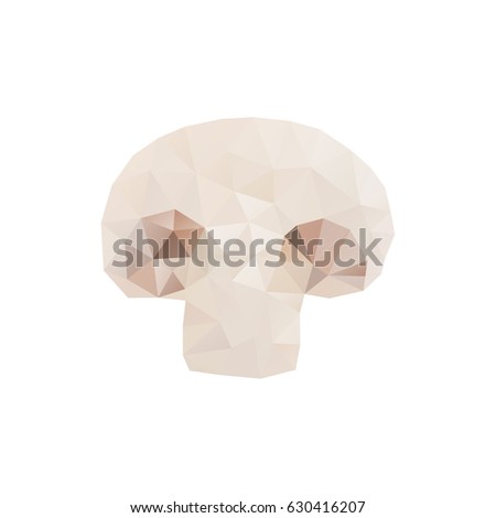 Vector illustration of champignon mushroom. Polygonal vegetable collection element.