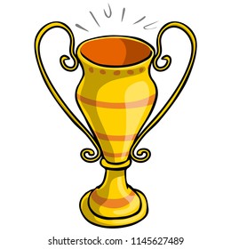 Vector illustration, champion cup, cartoon concept, white background.