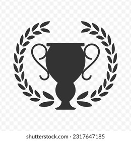 Vector illustration of champion cup icon in dark color and transparent background(PNG).