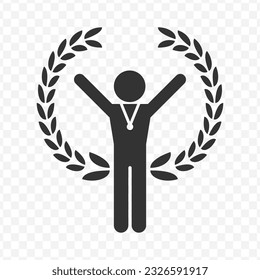 Vector illustration of champion icon in dark color and transparent background(PNG).