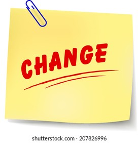 Vector illustration of change paper message on white background